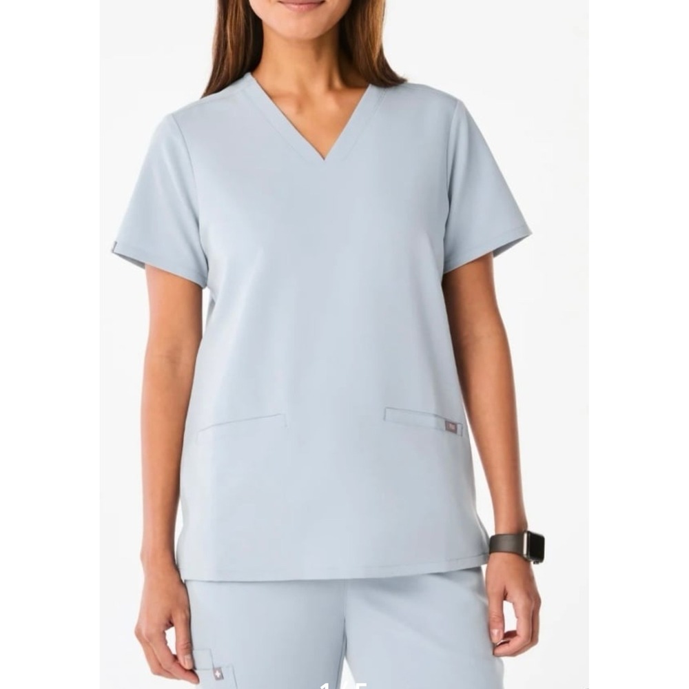 FIGS Casma Three-Pocket Scrub Top Light Blue V-Neck 4XL 1000213 NEW